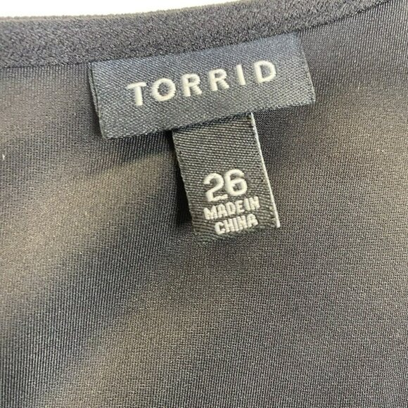 Torrid Dress Womens Plus Size 26 Black Peplum Lace Cap Sleeve Party Cocktail - Picture 3 of 4